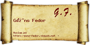 Güns Fedor névjegykártya